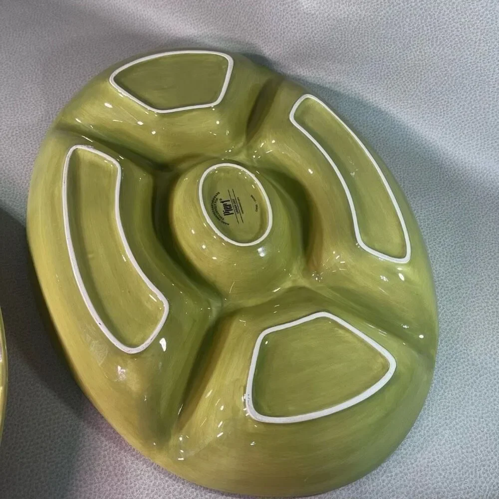 NWT Colorful Pier1 Urban Dot 5 Divided Oval Relish Chip Dip Serving Tray Platter